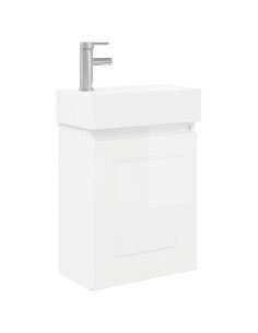 Mobile bagno con rubinetto Bianco Lucido 45,5 x 22,5 x 84 cm 2