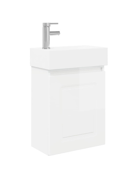Mobile bagno con rubinetto Bianco Lucido 45,5 x 22,5 x 84 cm