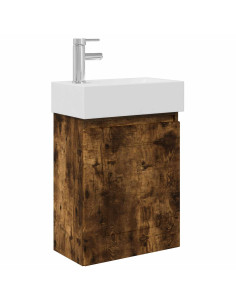Mobile bagno con rubinetto Rovere Fumo 45,5 x 22,5 x 84 cm 2