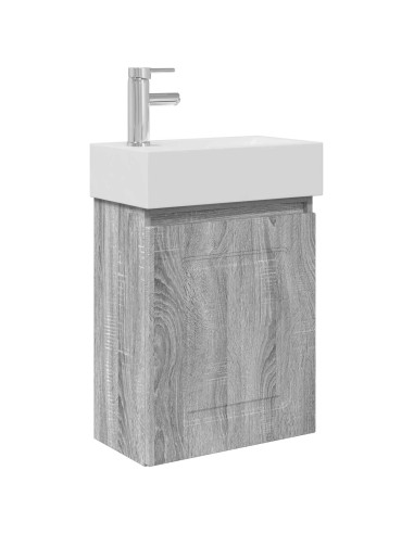 Mobile bagno con rubinetto Sonoma grigio 45,5 x 22,5 x 84 cm