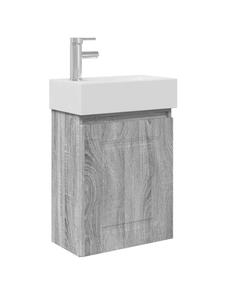 Mobile bagno con rubinetto Sonoma grigio 45,5 x 22,5 x 84 cm