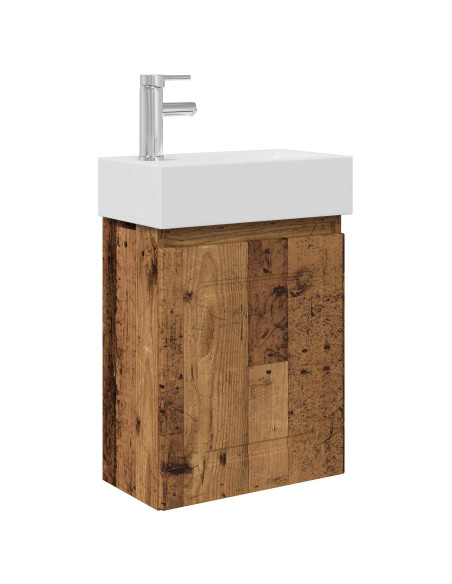 Mobile bagno con rubinetto Legno antico 45,5 x 22,5 x 84 cm