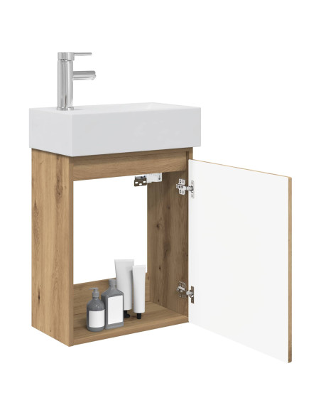 Mobile bagno con rubinetto Rovere Artigianale