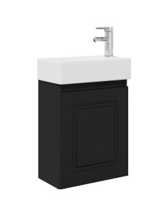 Mobile bagno con rubinetto Nero 45,5 x 22,5 x 84 cm 2