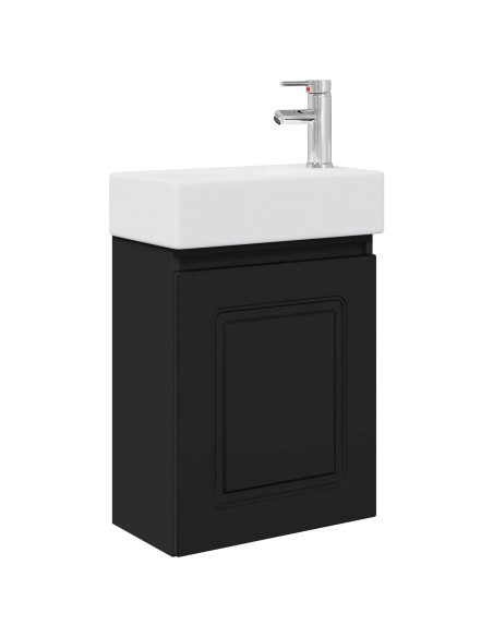 Mobile bagno con rubinetto Nero 45,5 x 22,5 x 84 cm