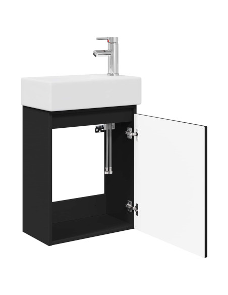 Mobile bagno con rubinetto Nero 45,5 x 22,5 x 84 cm