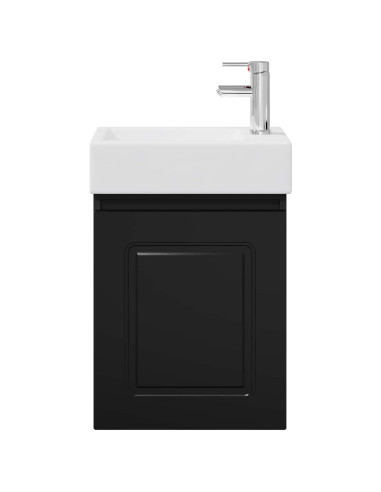 Mobile bagno con rubinetto Nero 45,5 x 22,5 x 84 cm