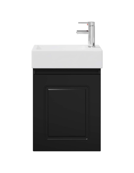 Mobile bagno con rubinetto Nero 45,5 x 22,5 x 84 cm