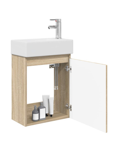 Mobile bagno con rubinetto Rovere Sonoma 45,5 x 22,5 x 84 cm