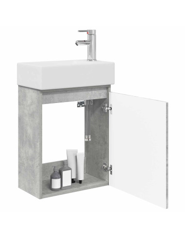 Mobile bagno con rubinetto Grigio Cemento 45,5 x 22,5 x 84 cm