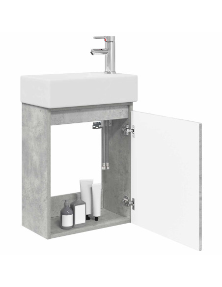 Mobile bagno con rubinetto Grigio Cemento 45,5 x 22,5 x 84 cm