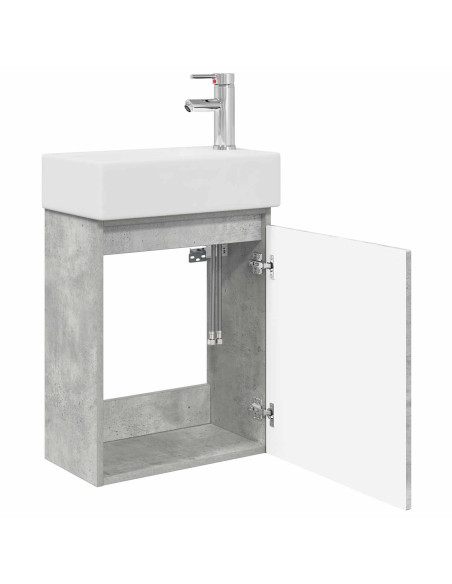 Mobile bagno con rubinetto Grigio Cemento 45,5 x 22,5 x 84 cm