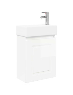 Mobile bagno con rubinetto Bianco Lucido 45,5 x 22,5 x 84 cm 2