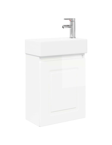 Mobile bagno con rubinetto Bianco Lucido 45,5 x 22,5 x 84 cm