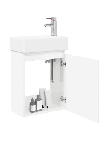 Mobile bagno con rubinetto Bianco Lucido 45,5 x 22,5 x 84 cm
