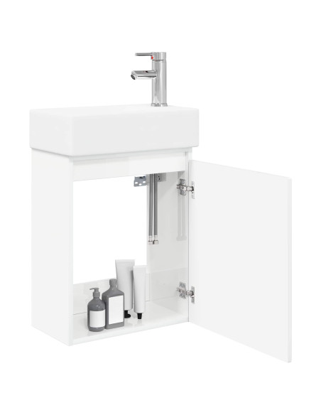 Mobile bagno con rubinetto Bianco Lucido 45,5 x 22,5 x 84 cm