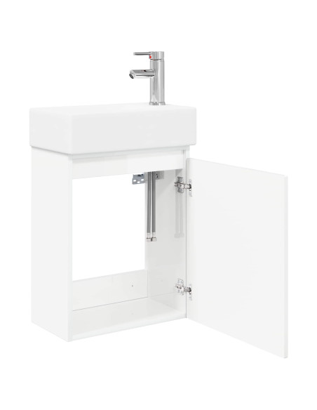Mobile bagno con rubinetto Bianco Lucido 45,5 x 22,5 x 84 cm