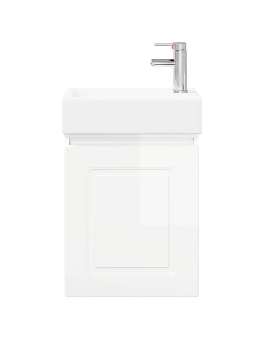 Mobile bagno con rubinetto Bianco Lucido 45,5 x 22,5 x 84 cm