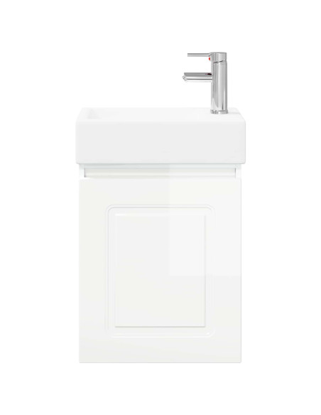 Mobile bagno con rubinetto Bianco Lucido 45,5 x 22,5 x 84 cm