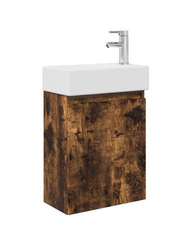 Mobile bagno con rubinetto Rovere Fumo 45,5 x 22,5 x 84 cm
