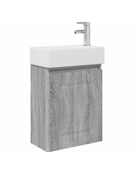 Mobile bagno con rubinetto Sonoma grigio 45,5 x 22,5 x 84 cm