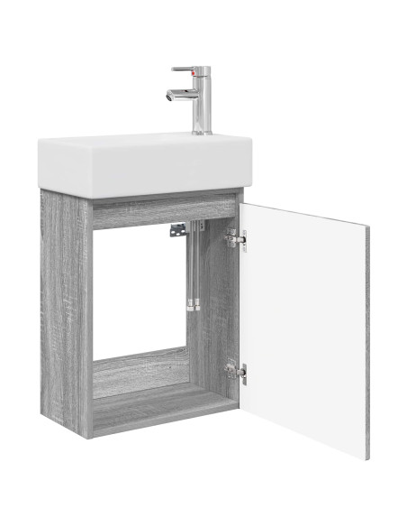 Mobile bagno con rubinetto Sonoma grigio 45,5 x 22,5 x 84 cm