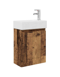 Mobile bagno con rubinetto Legno antico 45,5 x 22,5 x 84 cm 2