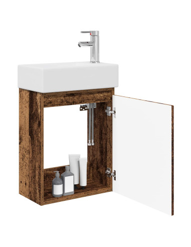 Mobile bagno con rubinetto Legno antico 45,5 x 22,5 x 84 cm