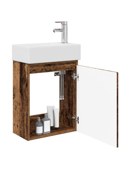 Mobile bagno con rubinetto Legno antico 45,5 x 22,5 x 84 cm