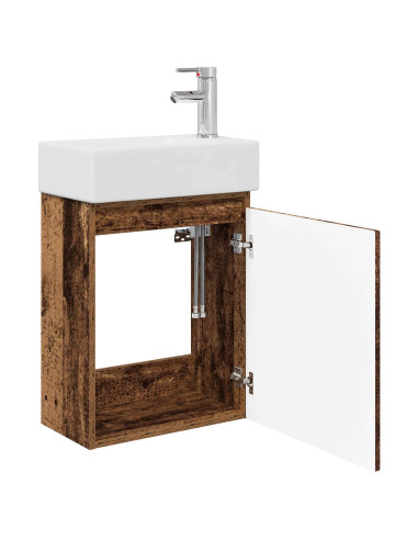 Mobile bagno con rubinetto Legno antico 45,5 x 22,5 x 84 cm