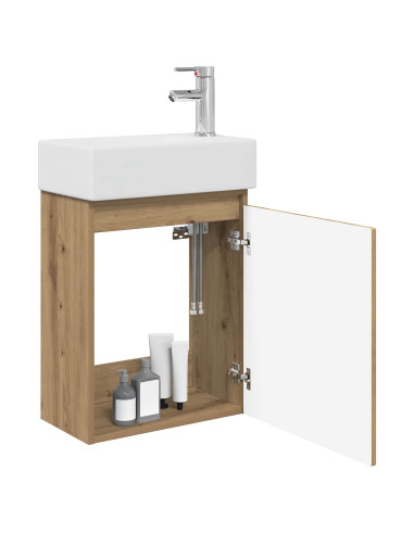 Mobile bagno con rubinetto Rovere Artigianale