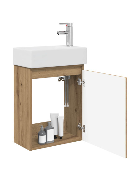 Mobile bagno con rubinetto Rovere Artigianale