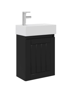Mobile bagno con rubinetto Nero 45,5 x 25,5 x 84 cm 2