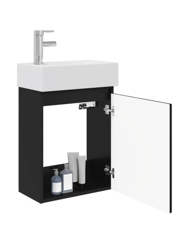 Mobile bagno con rubinetto Nero 45,5 x 25,5 x 84 cm