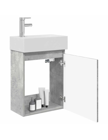 Mobile bagno con rubinetto Grigio Cemento 45,5 x 25,5 x 84 cm