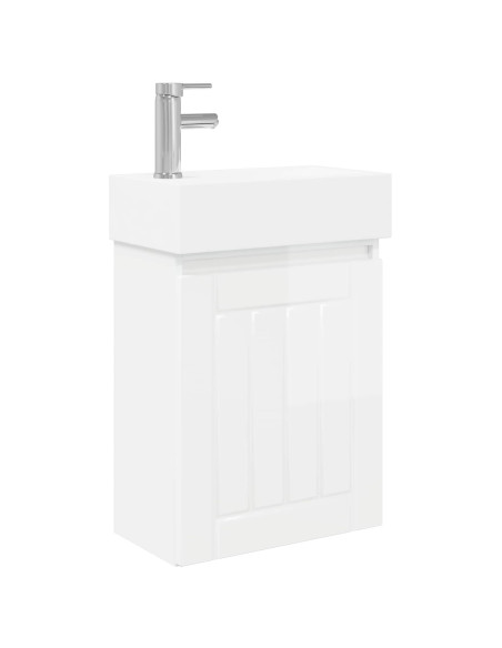 Mobile bagno con rubinetto Bianco Lucido 45,5 x 25,5 x 84 cm