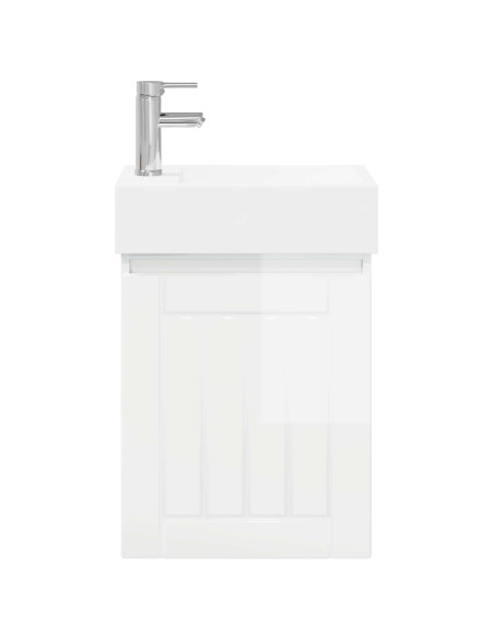 Mobile bagno con rubinetto Bianco Lucido 45,5 x 25,5 x 84 cm
