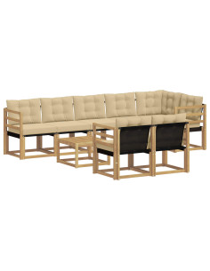 Set di divani da esterno con cuscino 9 pcs Bianco e Beige 2