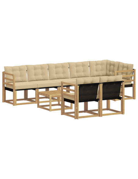 Set di divani da esterno con cuscino 9 pcs Bianco e Beige