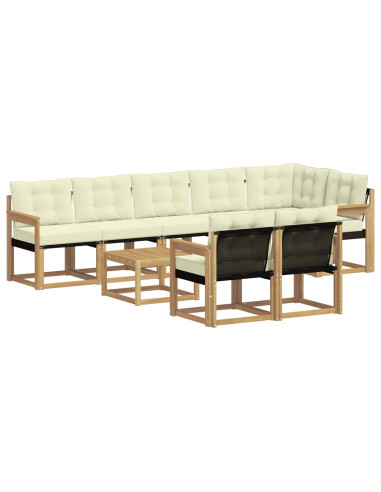 Set di divani da esterno con cuscino 9 pcs Bianco e Crema