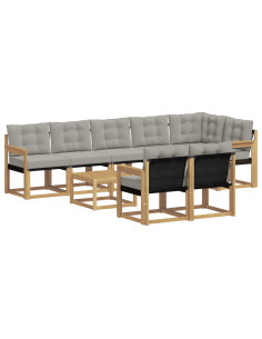 Set di divani da esterno 9 pcs Bianco e Grigio Chiaro 2
