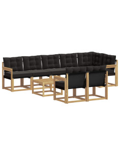 Set di divani da esterno con cuscino 9 pcs Bianco e Nero 2