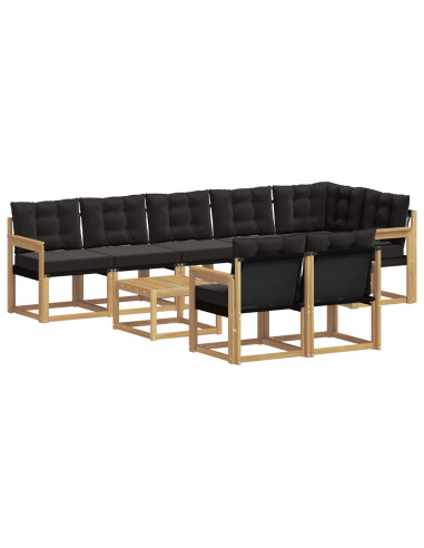 Set di divani da esterno con cuscino 9 pcs Bianco e Nero