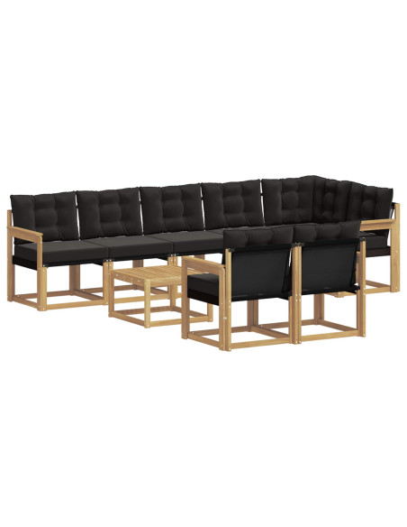 Set di divani da esterno con cuscino 9 pcs Bianco e Nero