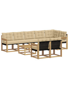 Set di divani da esterno con cuscino 9 pcs Bianco e Beige 2