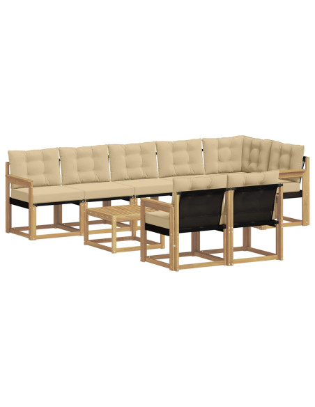 Set di divani da esterno con cuscino 9 pcs Bianco e Beige