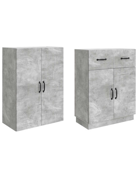 Set di armadi 2 pcs Grigio Cemento Legno ingegnerizzato