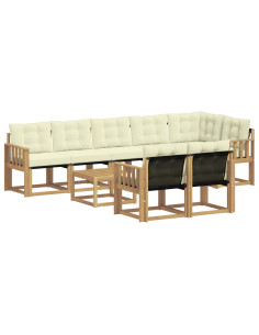 Set di divani da esterno con cuscino 9 pcs Bianco e Crema 2