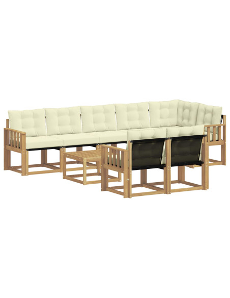 Set di divani da esterno con cuscino 9 pcs Bianco e Crema