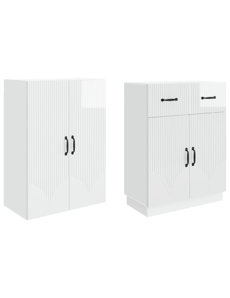 Set di armadi 2 pcs Bianco Lucido Legno ingegnerizzato